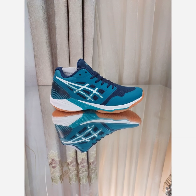 کفش والیبال هندبال بسکتبال اسیکس ژل کورت هانتر3 اسیکس اسکای الیت2  asics sky elite ff ویتنام رنگ آبی وسبز بزرگ پا