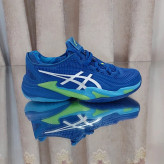 کفش تنیس خاکی اسیکس Asics tennis Court FF3 Novak CLAY- رنگ آبی فسفری سفید کیفیت اورجینال سفارش اسیا نواک جوکوویچ