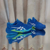 کفش تنیس خاکی اسیکس Asics tennis Court FF3 Novak CLAY- رنگ آبی فسفری سفید کیفیت اورجینال سفارش اسیا نواک جوکوویچ