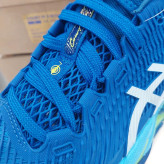 کفش تنیس خاکی اسیکس Asics tennis Court FF3 Novak CLAY- رنگ آبی فسفری سفید کیفیت اورجینال سفارش اسیا نواک جوکوویچ