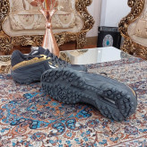 کتونی کفش اورجینال فوتبال چمن مصنوعی میزانو اورجینال MIZUNO WAVE LYNX JR سایز 35 رنگ مشکی طلایی ساخت ویتنام