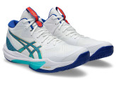 کتونی والیبال هندبال بسکتبال اسیکس اسکای الیت 3 مسترکوالیتی ویتنام asics sky elite ff mt3 رنگ سفید فیروزه ای سورمه ای
