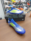 کفش فوتبال چمن آدیداس اف۵۰ مسی استوکدار بدون بند جورابی رنگ آبی فسفری Adidas f50