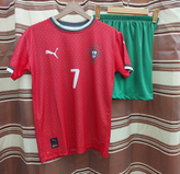 کیت تیشرت با شورت بچه گانه تیم ملی فوتبال پرتغال با شماره ۷ رونالدو ronaldo 7 بچه گانه