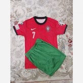 کیت تیشرت با شورت بچه گانه تیم ملی فوتبال پرتغال با شماره ۷ رونالدو ronaldo 7
