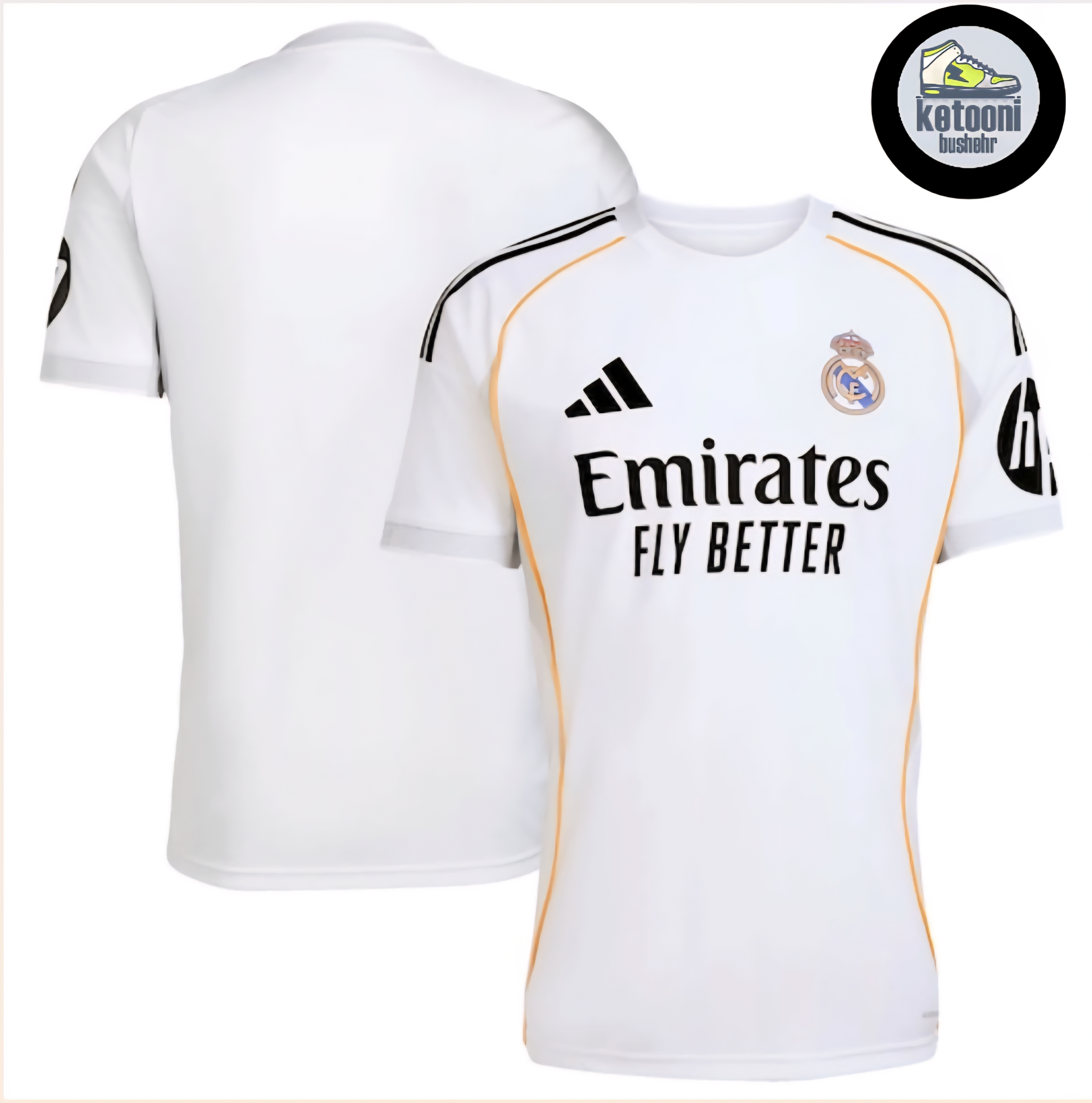 کیت اول وتیشرت با شورت هواداری تیم رئال مادرید ۲۰۲۶ رنگ سفید تایلندی کلاس A++ kit Real madrid 2026 بچه گانه