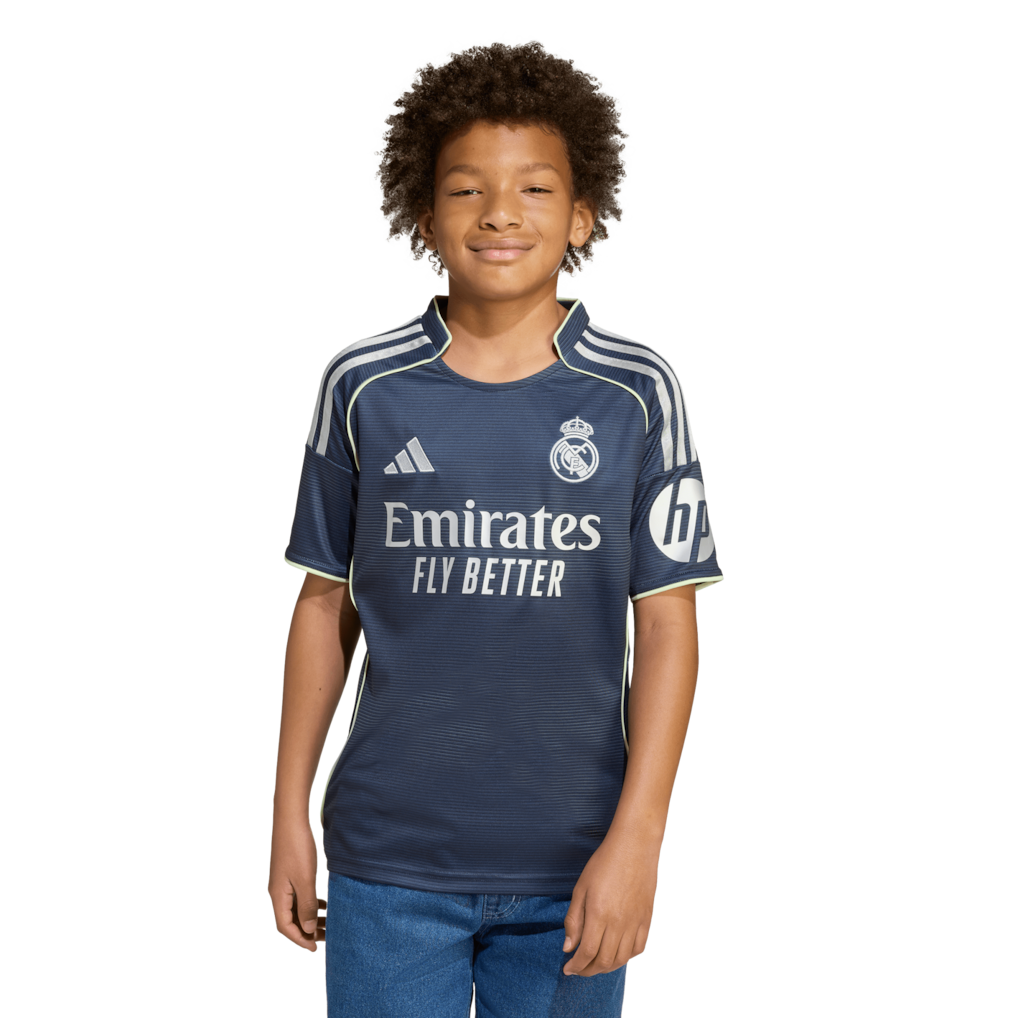 کیت دوم وتیشرت با شورت هواداری تیم رئال مادرید ۲۰۲۶ رنگ سورمه ای تایلندی کلاس A++ kit Real madrid 2026 بزرگسال