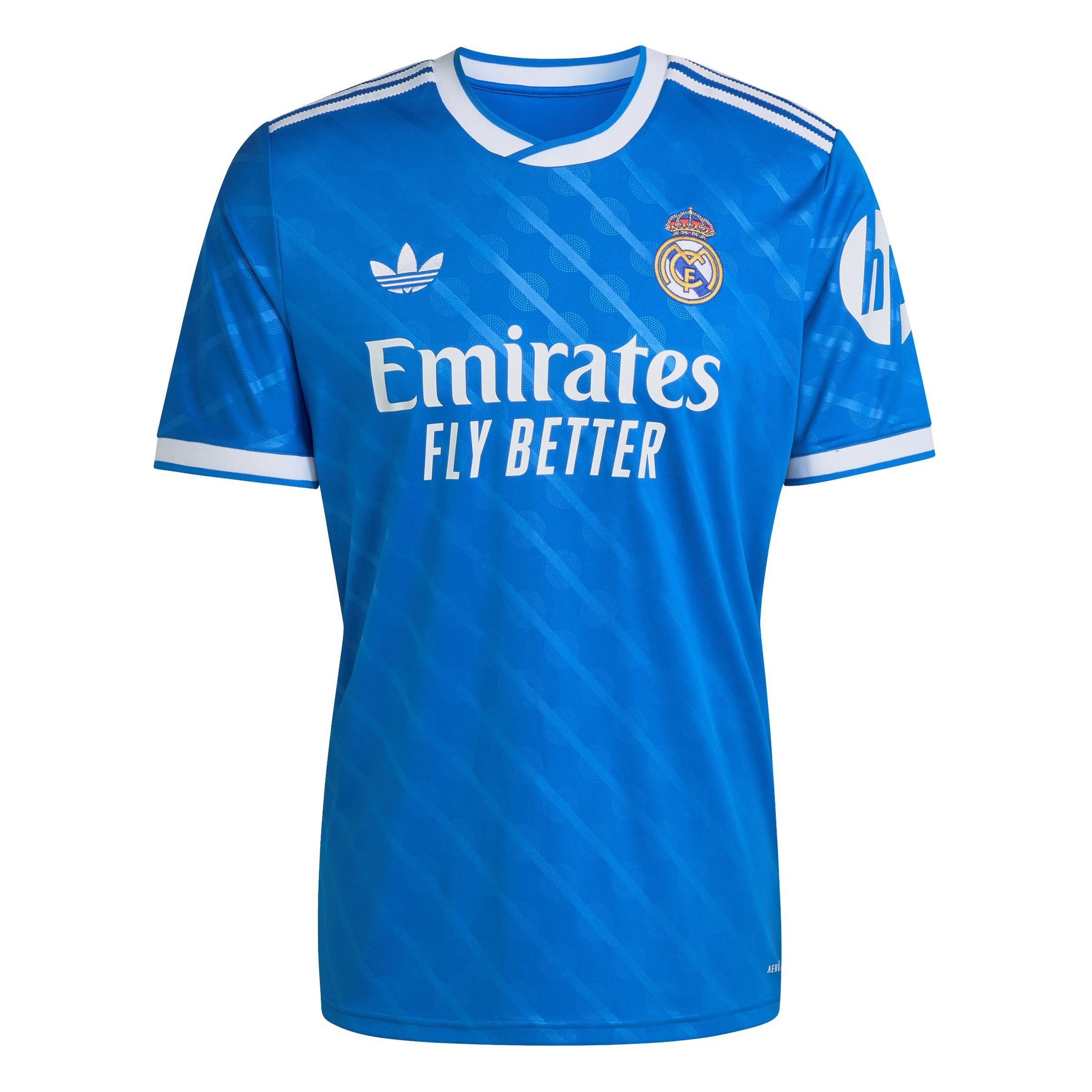 کیت سوم وتیشرت با شورت هواداری تیم رئال مادرید ۲۰۲۶ رنگ آبی تایلندی کلاس A++ kit Real madrid 2026 بچه گانه