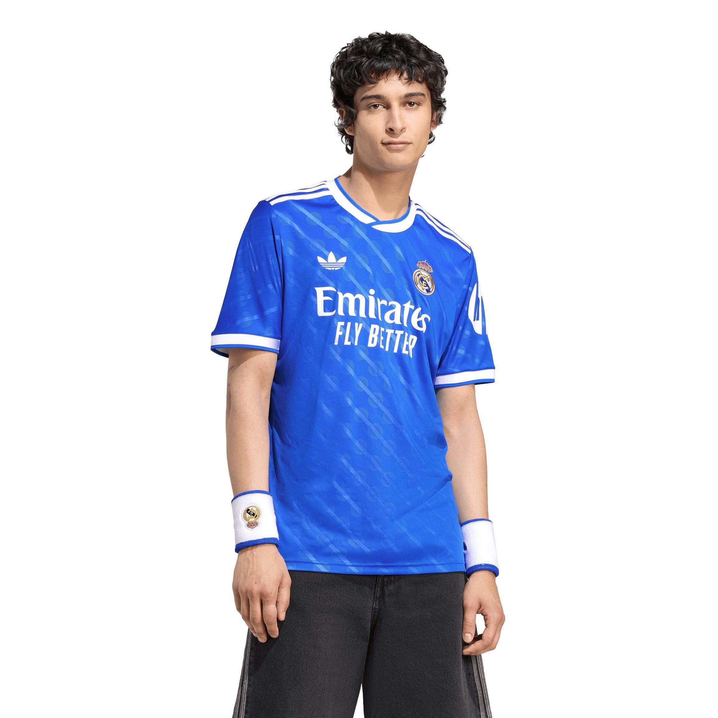 کیت سوم وتیشرت با شورت هواداری تیم رئال مادرید ۲۰۲۶ رنگ آبی تایلندی کلاس A++ kit Real madrid 2026 بچه گانه