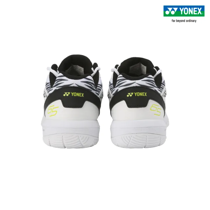 کتونی بدمینتون و تنیس روی میز یونکس یونیکس کیفیت مستر کوالیتی ویتنام رنگ سفید مشکی YONEX Power Cushion 65 Z SHB65Z3KME Badminton Shoe, White/Tiger - 9UK