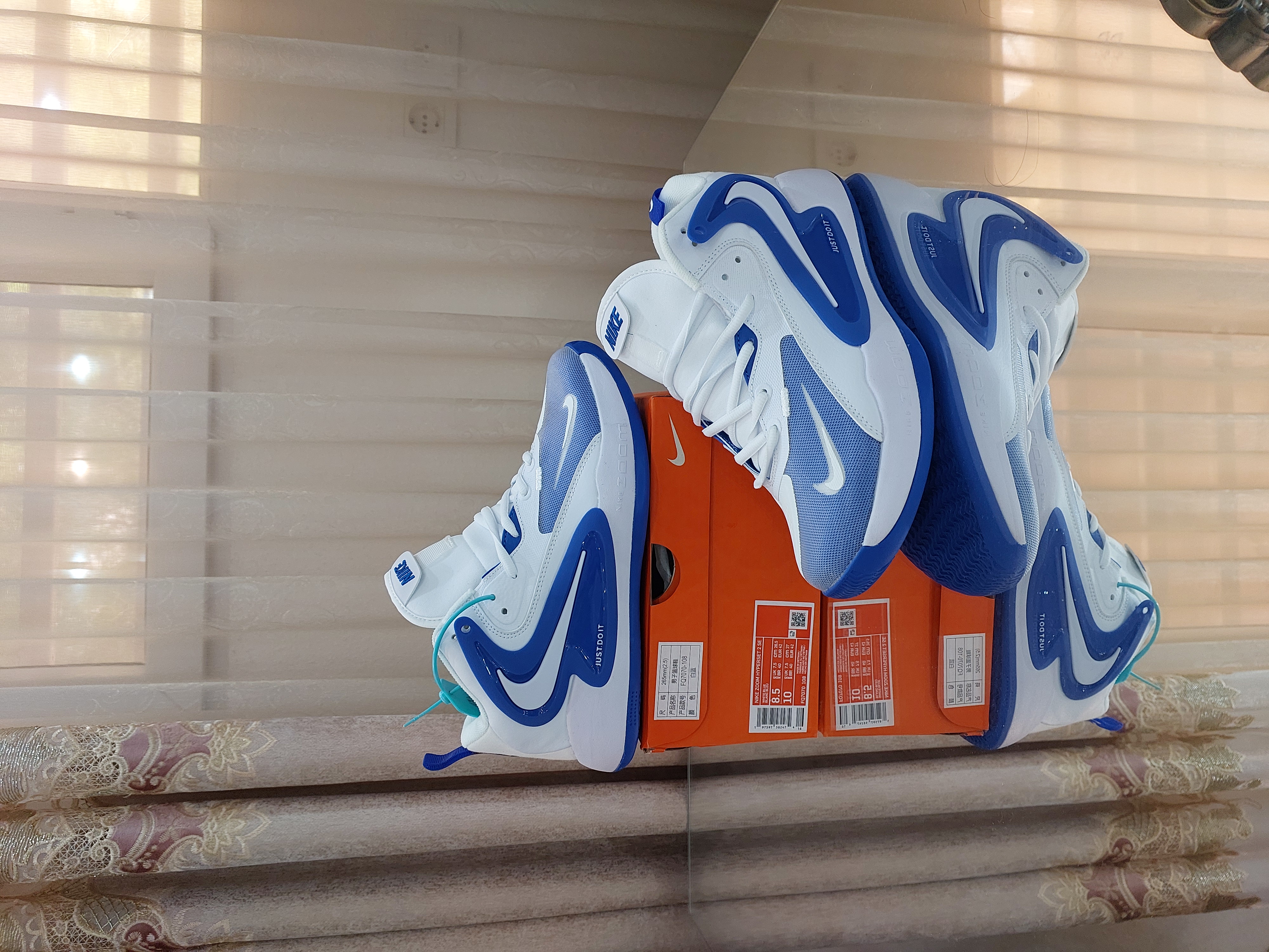 کتونی والیبال بسکتبال هندبال نایک هایپرست2 مستر کوالیتی nike zoom hypersensitivity 2 رنگ سفید آبی