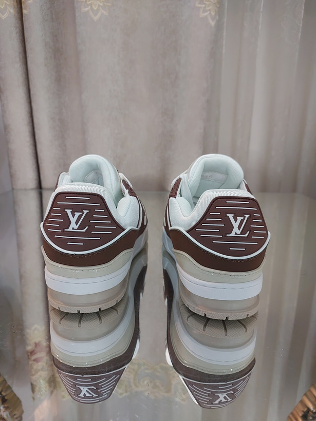 کتونی لویی ویتون ترینر مستر سفیدقهوه ای Louis Vuitton LV Trainer