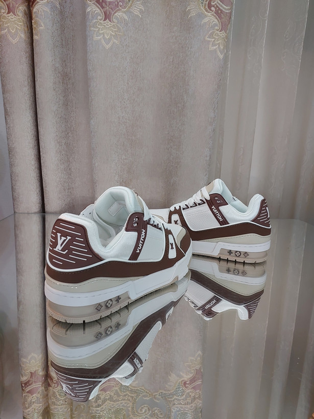 کتونی لویی ویتون ترینر مستر سفیدقهوه ای Louis Vuitton LV Trainer