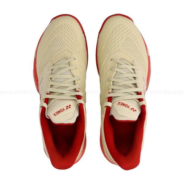 کفش بدمینتون و تنیس و پدل یونکس Yonex Women's and Men's Power Cushion Ad-Accel Sunset Red رنگ کرم قرمز لوگو قرمز