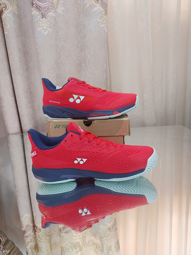کفش بدمینتون و تنیس یونکس Yonex Women's and Men's Power Cushion Ad-Accel Sunset Red رنگ قرمز سفید