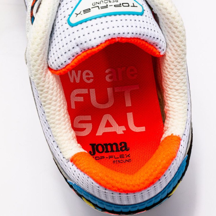 کفش فوتسال جوما تاپ فلکس سایز 40تا 45 JoFutsal shoes Top Flex Rebound 22 indoor white blue