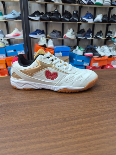 کتونی تنیس باترفلای لزولاین ریفونس رنگ سفید ویتنام رنگ سفید قرمز طلایی butterfly shoes table tennis price white red gold کتونی بدمینتون