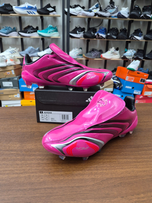 کفش فوتبال استوک دار آدیداس F50 مسی زبونه دار ویتنام Chuteira Campo ADIDAS TUNiT F50 Elite FG Rosa - Preto