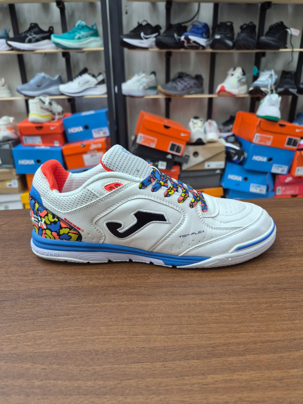 کفش فوتسال جوما تاپ فلکس سایز 40تا 45 JoFutsal shoes Top Flex Rebound 22 indoor white blue