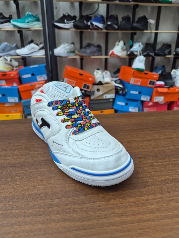 کفش فوتسال جوما تاپ فلکس سایز 40تا 45 JoFutsal shoes Top Flex Rebound 22 indoor white blue