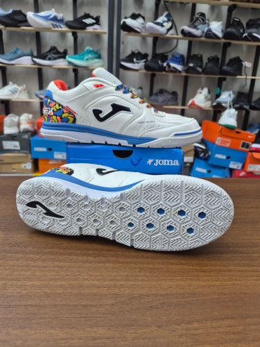 کفش فوتسال جوما تاپ فلکس سایز 40تا 45 JoFutsal shoes Top Flex Rebound 22 indoor white blue